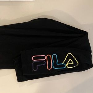 FILA Black Leggings with colorful lettering size L